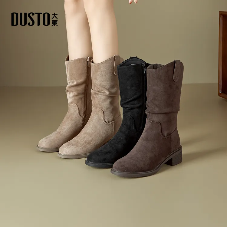 大东女鞋瘦瘦靴短靴2025秋季新款美拉德时尚百搭显瘦时装靴002371
