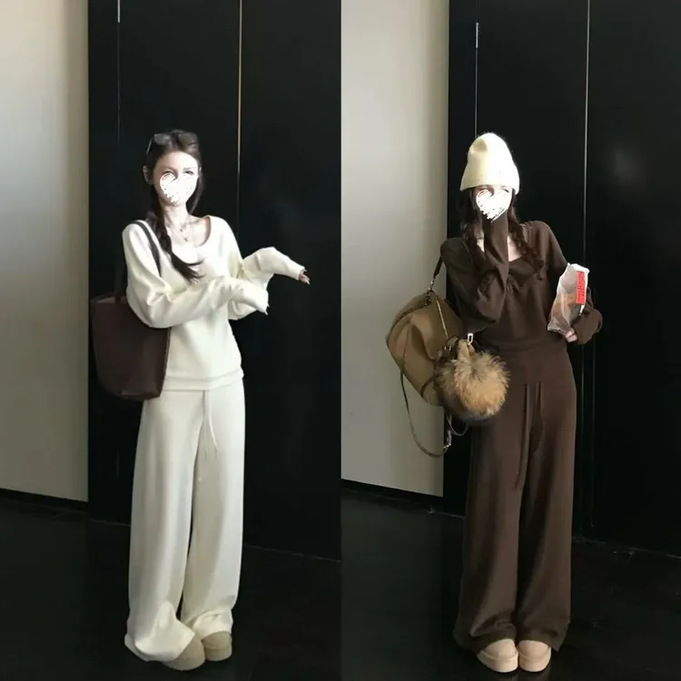 city慢调生活 350G双面磨毛德绒 韩系慵懒运动套装  60073