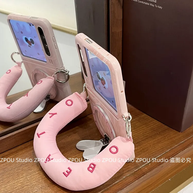 适用华为PuraX典藏折叠p50pocket2新款手机壳护轴皮质爱心ins磁吸