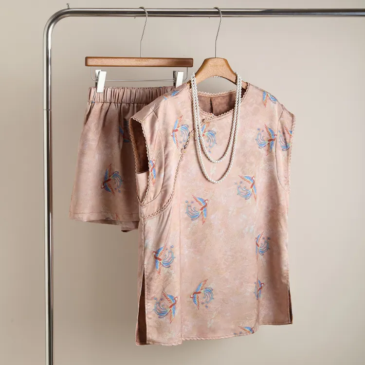 复古提花短袖旗袍上衣2025夏季广州十三行旗袍新款新中式国风女装