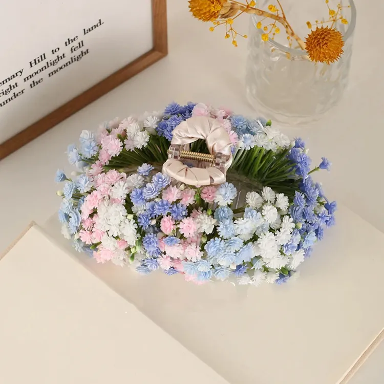 刘亦菲同款满天星鲨鱼夹仿真花超仙抓夹高级感盘发边夹发饰女