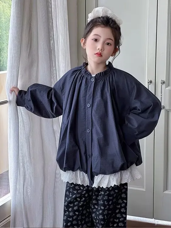 女童外套春秋2025新款韩版儿童超好看花苞上衣中大童长袖时髦夹克