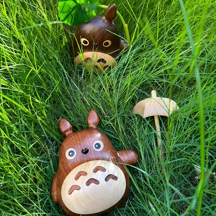 新款黑胡桃木龙猫风车摆件情侣送礼客厅装饰品卡通情人节生日礼物