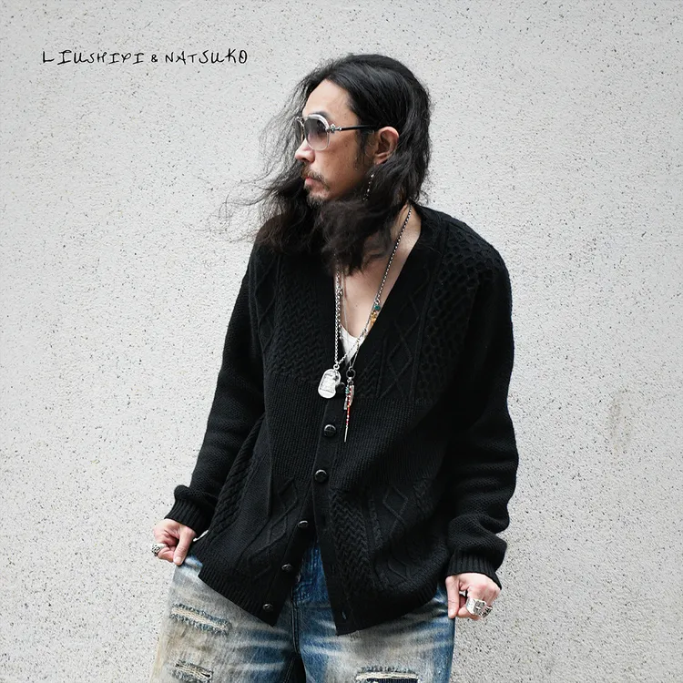 秋冬男款复古开衫毛衣针织衫男士内搭宽松打底衫高级感男装百搭