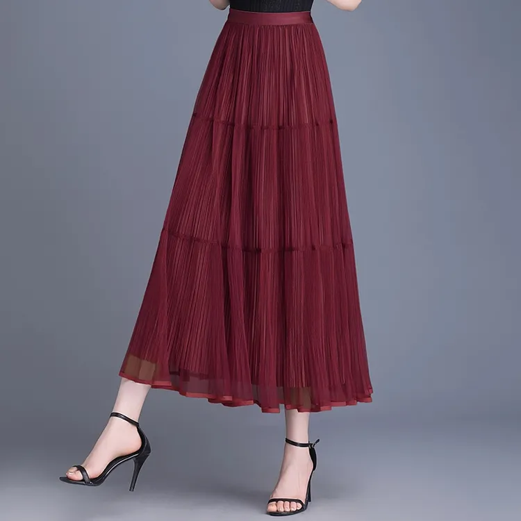 高级感纱裙2025新款气质长裙A字半裙遮胯显瘦蓬蓬裙半身裙女夏季