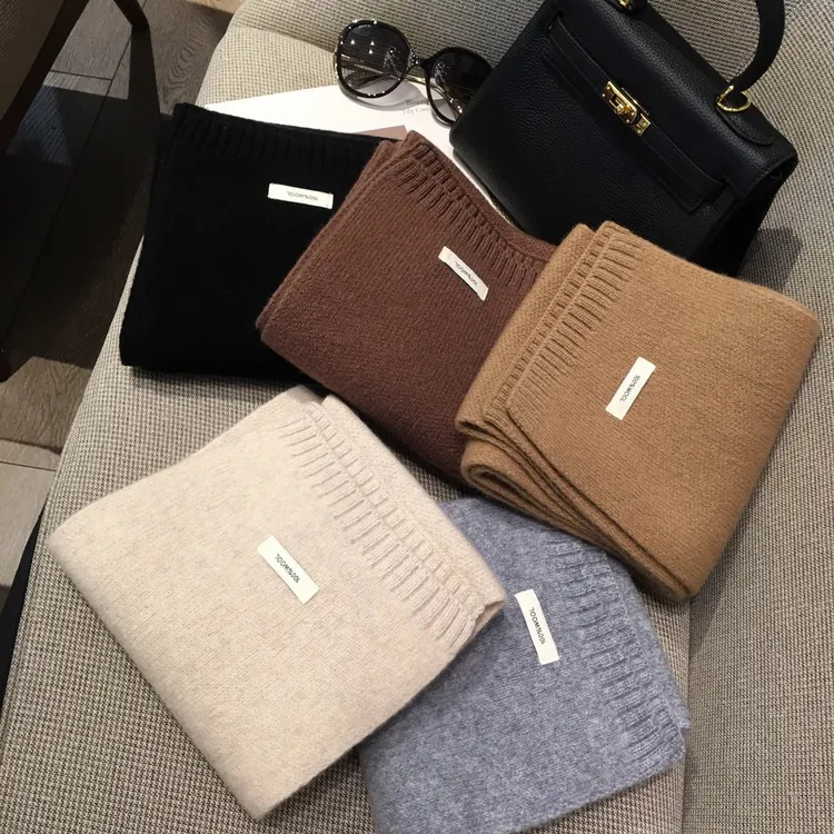 软糯100%澳洲纯羊毛围巾女秋冬季百搭加厚保暖纯色时尚围巾女冬季