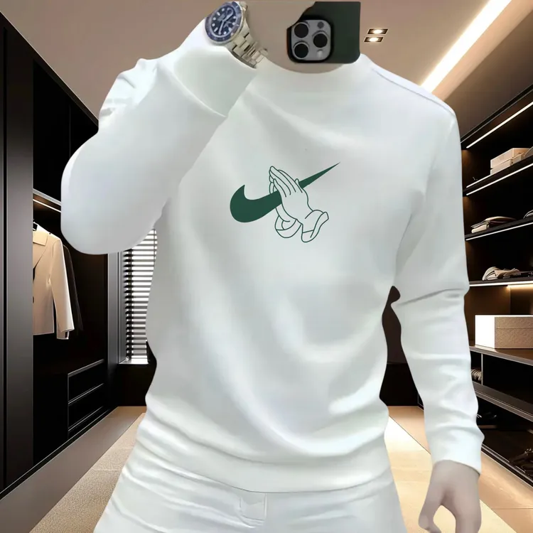 新款男士卫衣秋冬季潮流印花圆领长袖加绒加厚休闲百搭男装上衣