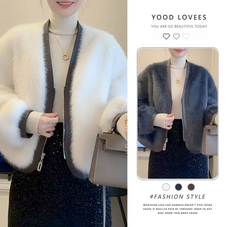 小香风皮毛一体外套女2025新款爆款冬季加厚保暖短款毛毛加绒上衣