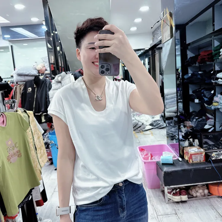 正版南韩R新款气质U领4色高定面料上衣23230