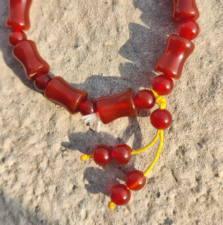 本命年竹节红玛瑙冰透朱砂红国潮新中式手串送女友妈妈生日礼物