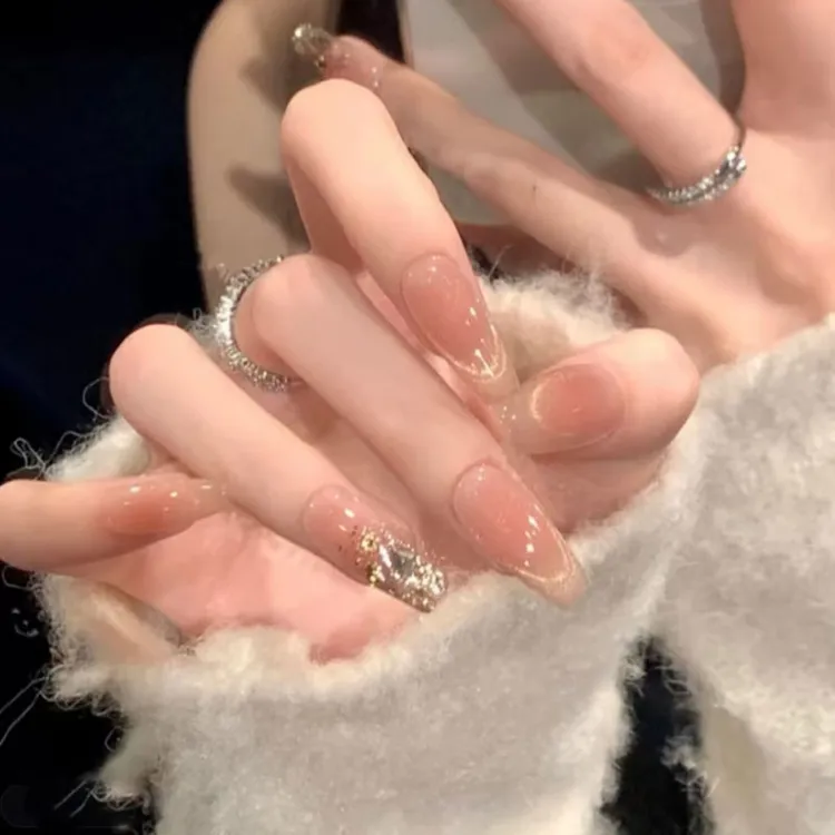 【秋日思语】渐变猫眼中长款穿戴甲高奢设计美甲2025爆款高级感美甲