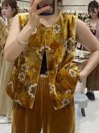 【钰姐精选】格91703-复古盘口提花民族风印花上衣马夹唐装