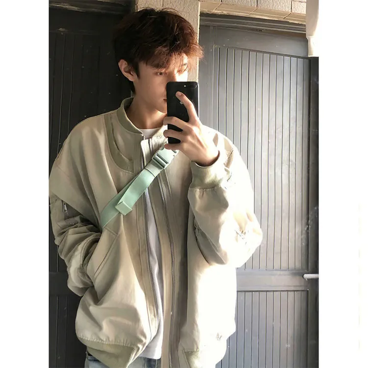 2025春秋休闲夹克短款垫肩外套男潮流春秋款美式潮牌工装休闲外套