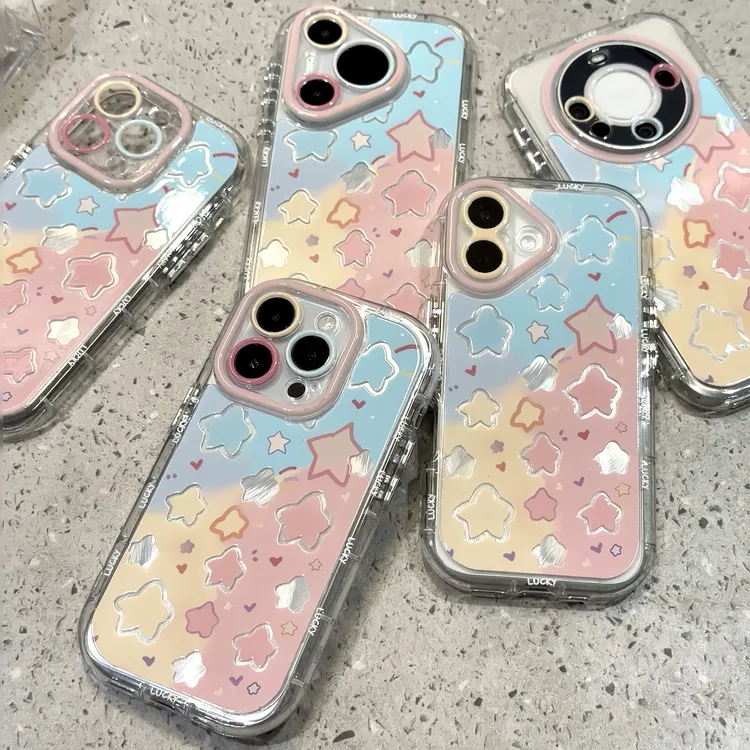 彩色晕染星星适用苹果16promax手机壳15小米14vivo华为p70oppo套