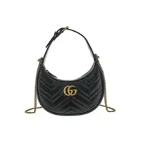 95新 GUCCI/古驰 马蒙 黑金 月亮包/JW3087