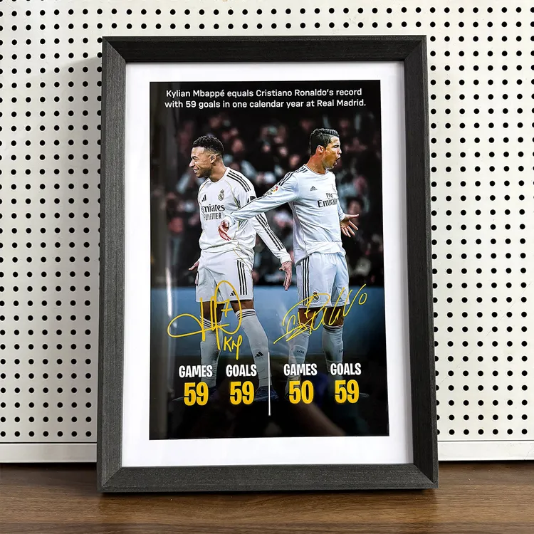 皇马姆巴佩致敬C罗款实木装饰相框照片墙桌摆挂框摆件酒吧壁画