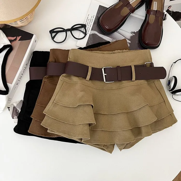 辣妹高腰牛仔半身裙女夏季2025新款裙子半裙小个子荷叶边蛋糕短裙