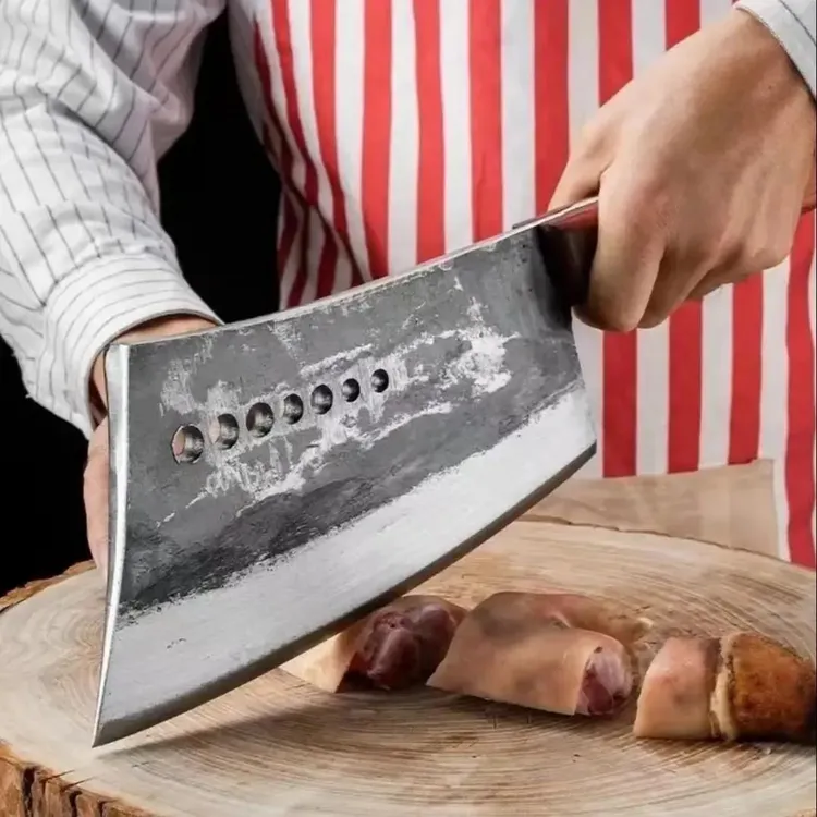 七星斩骨刀商用屠夫铁匠砍骨刀手工锻打加厚猛钢剁骨木把一体成型
