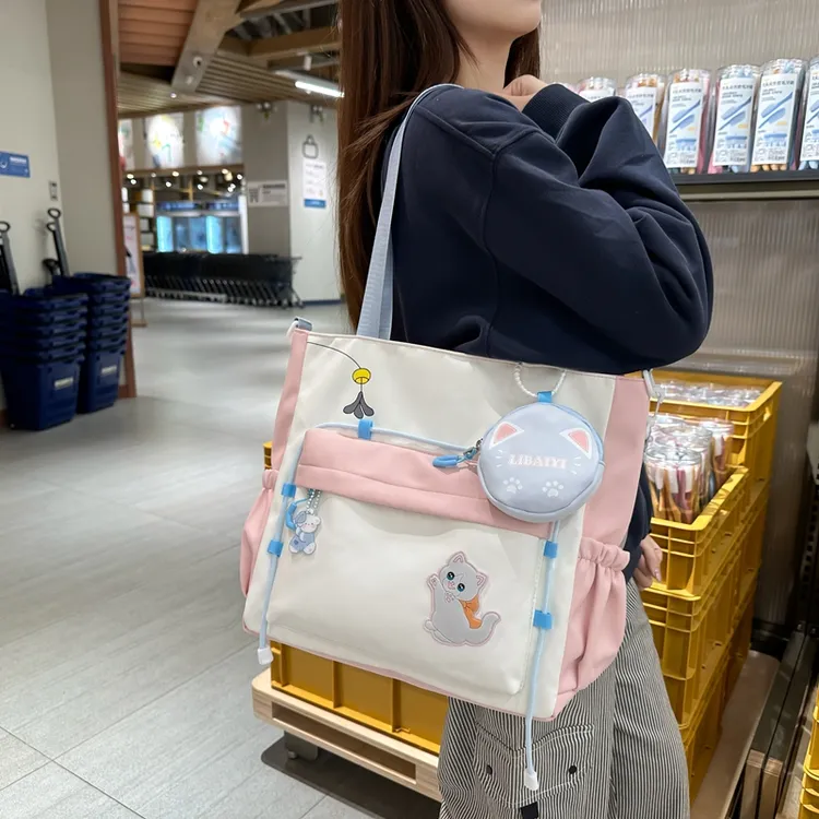 可爱斜挎包少女手提袋初中生补习上课包高中大学生时尚轻便单肩包