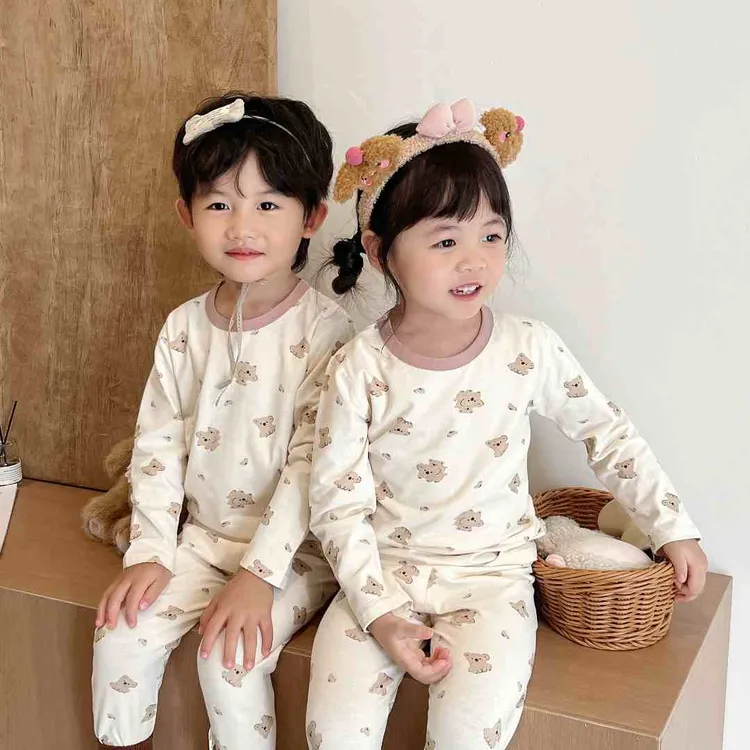 （小贝）儿童莱卡棉无骨内衣清新套装男女童秋衣秋裤长袖长裤家居服