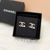 大吉中古/Chanel香奈儿双c爱心镶钻耳钉