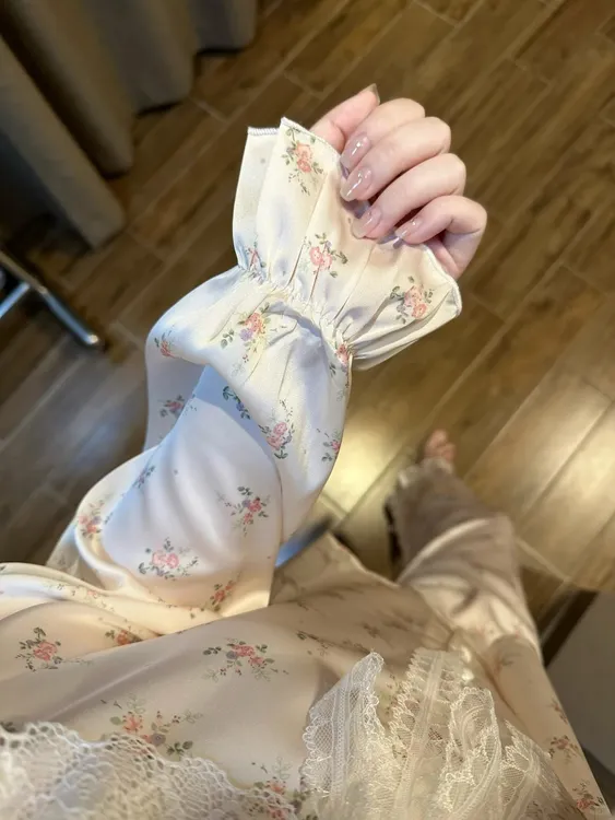 【法式小碎花】高级感蕾丝边冰丝长袖睡衣女春夏新款套装凉感家居服