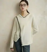 4385 Y17设计感百搭连帽拼接针织衫时尚B1 A1