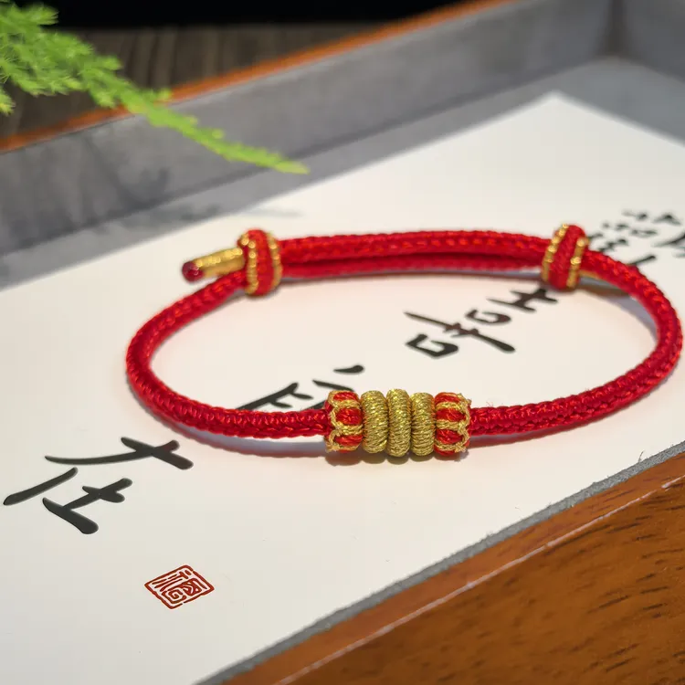 非金属锦纶手链 2026莲花圆满红色民族风时尚手绳手工编制