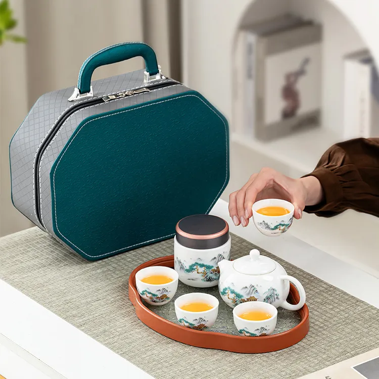 白瓷西施功夫茶具套装高端送客户公司年会活动礼品陶瓷茶壶礼盒装