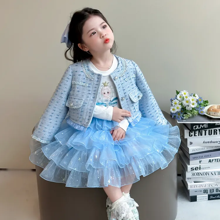 女童春秋套装2025新款儿童爱莎连衣裙小童衣服洋气秋季宝宝两件套