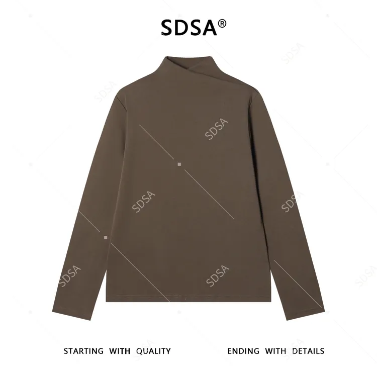 SDSA男士秋冬新款痞帅男装纯色针织半高领交叉设计长袖T恤百搭潮