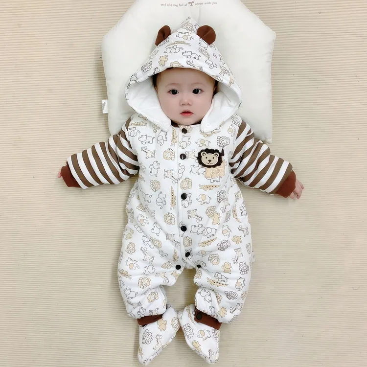 新生婴儿衣服秋冬季连体衣男女宝宝加厚抱衣棉衣外出套装冬天外套