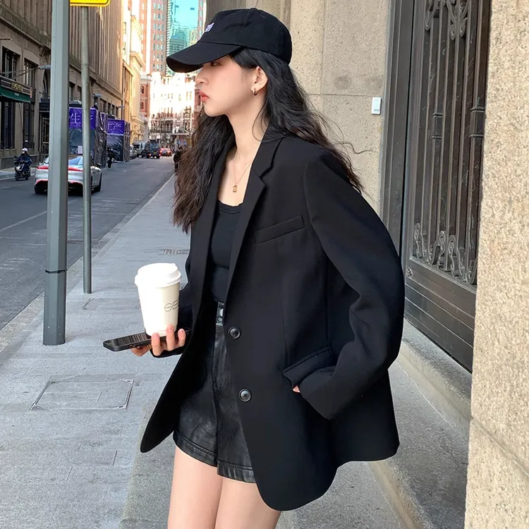 黑色西装外套女2025秋季新款韩版宽松休闲时尚小个子职业小西装