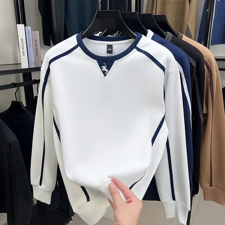 新款百搭青少年男士洋气休闲圆领重磅360g双层复合棉宽松潮流卫衣