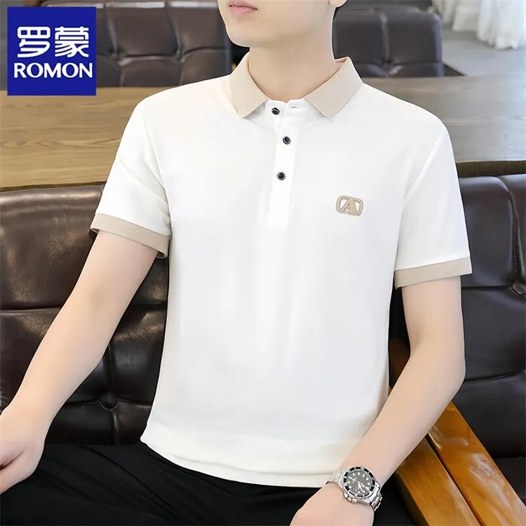 Romon/罗蒙夏季男士休闲POLO衫新款翻领短袖t恤潮流薄款时尚商务