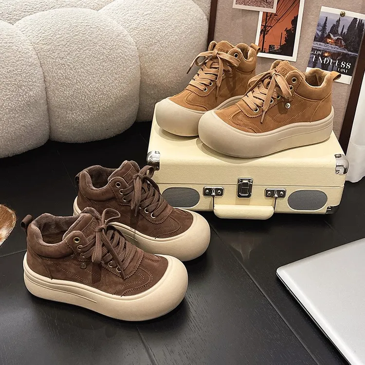 高帮鞋女2025冬季新款百搭厚底加绒加厚软底雪地靴休闲运动鞋女