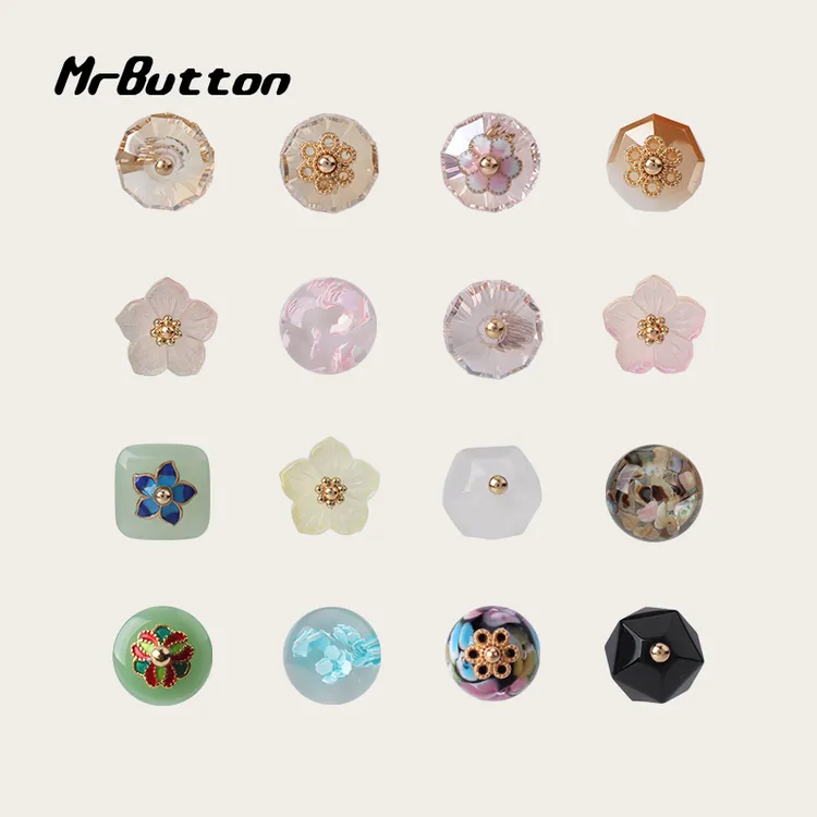 MR BUTTON 10颗水晶滴胶国风散珠DIY手链项链新中式旗袍配件珠子