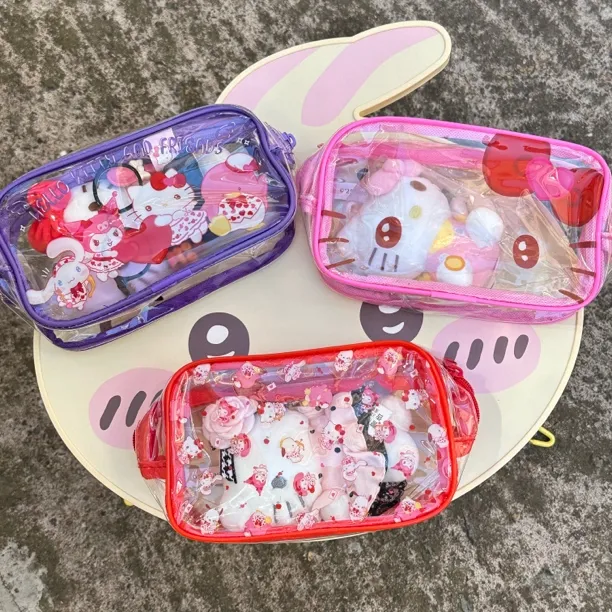 外贸HelloKitty透明可爱pvc化妆包到手3个会有瑕疵