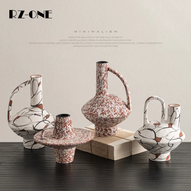 匠十三 侘寂风摆件陶瓷花瓶艺术插花器玄关客厅高级感复古装饰品