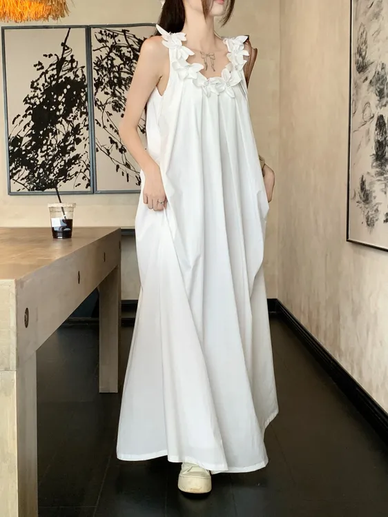 小众女装洋气衣服财阀千金出游服装温婉大方衣服纯欲慵懒风连衣裙