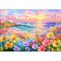 新疆长绒棉，花海晨曦65*90大格59色十字绣（精准印花）