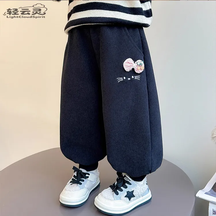 女童加绒裤子秋冬装2025新款儿童宝宝洋气休闲韩版卫裤运动束脚裤