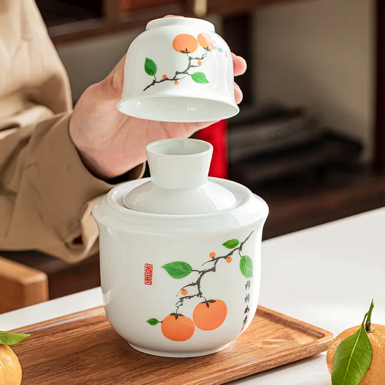 柿柿如意陶瓷温酒器酒具黄酒白酒耐高温三两壶中式家用暖酒壶