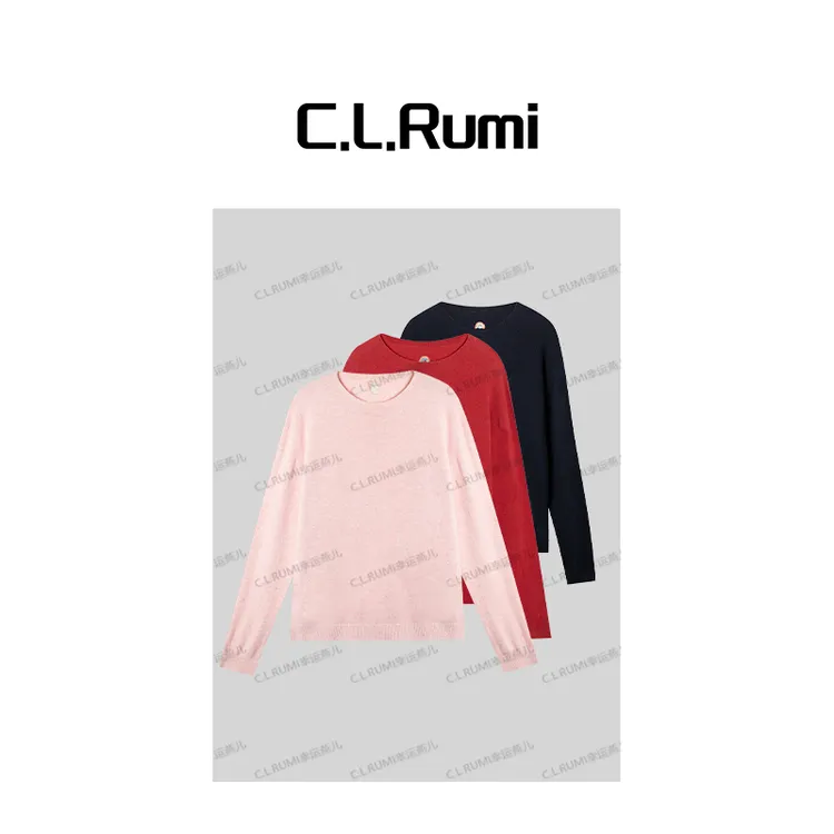 【Rumi精选】 “贝壳粉” 秋冬百搭宽松羊毛针织长袖毛衣上衣6188my