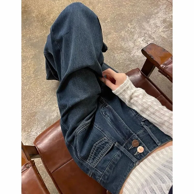 薄款阔腿牛仔裤女复古街头宽松阔腿显瘦高腰双排扣收腹拖地长裤子