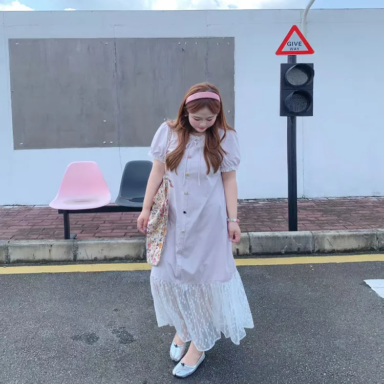 徐达布【弗林晚默】大码宽松连衣裙女紫色仙女裙子微胖L35949C52