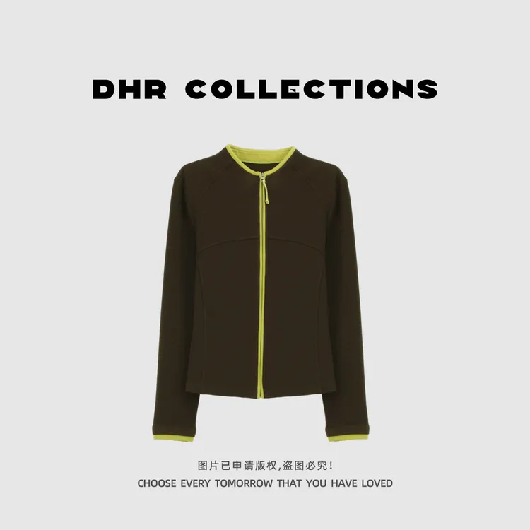 豆豆10【双面绒】撞色拉链拼接运动风百搭外套休闲长袖上衣-25DD077