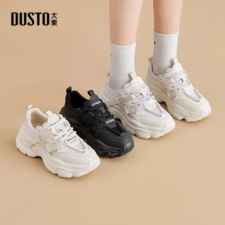 大东女鞋运动厚底老爹鞋女2025新款秋季网面透气休闲鞋子女款0352
