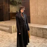 201#高级感西装呢子大衣女秋冬新款系带收腰显瘦加厚长款毛呢外套