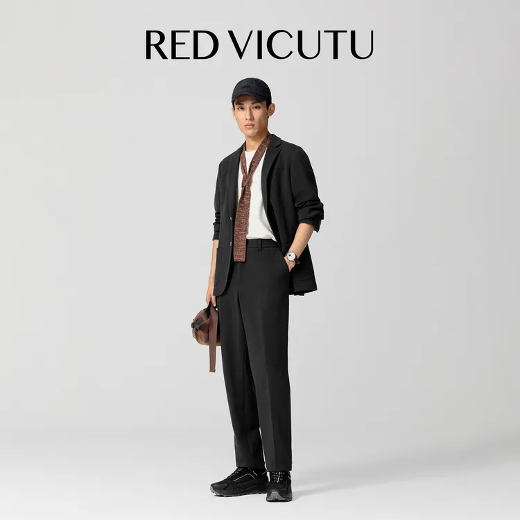 VICUTU威可多男士休闲西服上衣华夫格肌理商务通勤绵羊毛西装外套